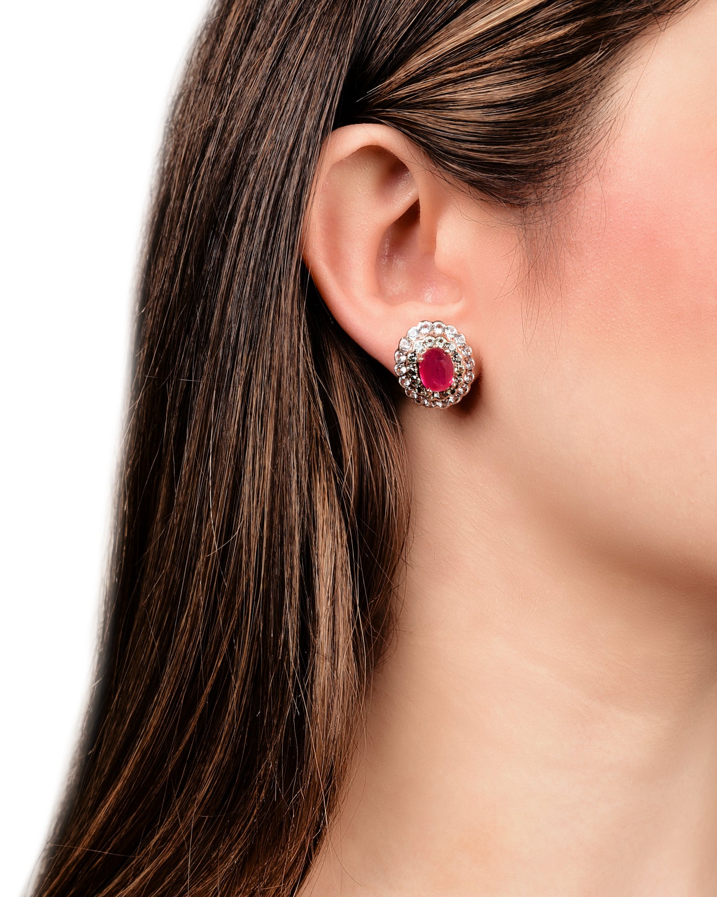 Sultana Rubies, Green Sapphires Earrings.