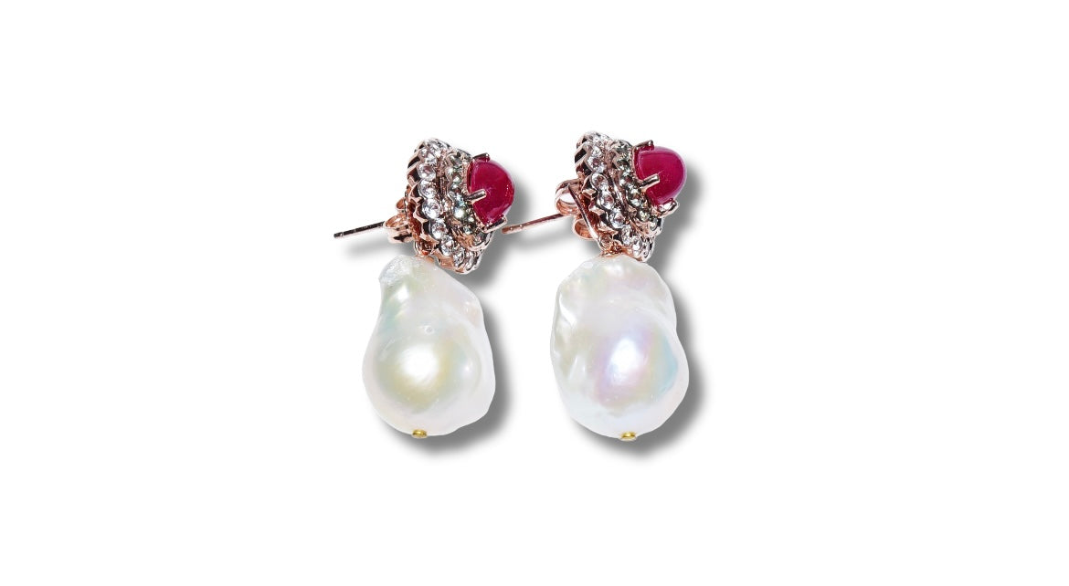Sultana Rubies, Green Sapphires Earrings.