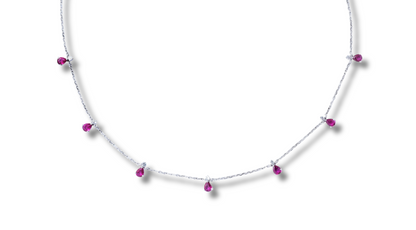 18K White Gold Ruby Chocker