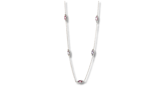 18K Fancy Multi Color Saphire Necklace - White Gold