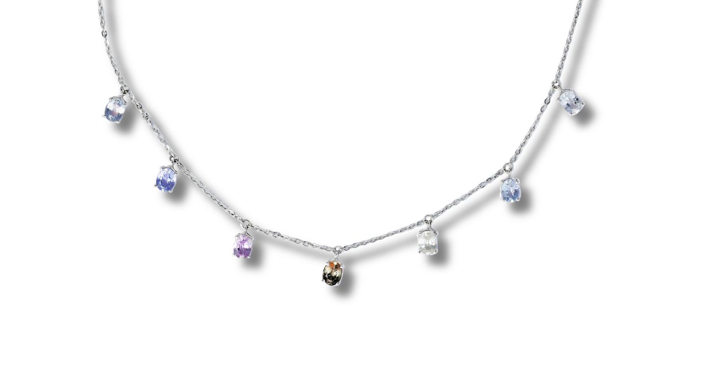 18K Fancy Multi Color Saphires Chocker - White Gold.