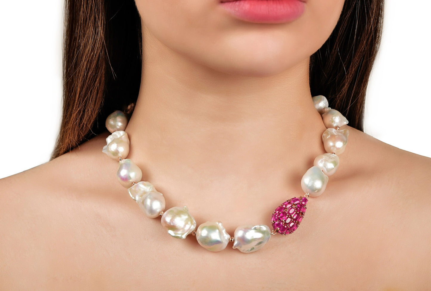 Rubies and Pearls Statement Necklace