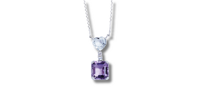 18K Amethyst White Saphire Pendant - White Gold.