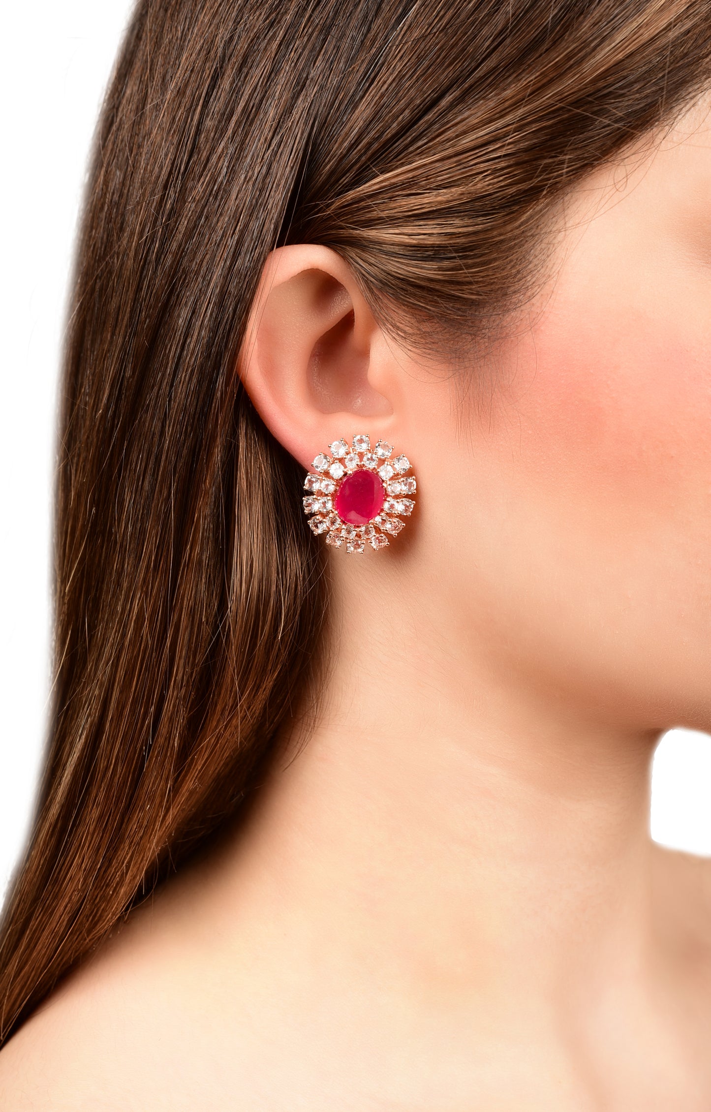 Rubies and White Topaz Diva Earrings