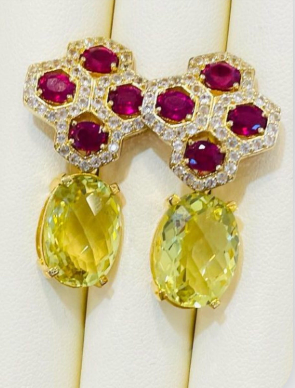 Ruby & Lemon Quartz Glamourous Earrings